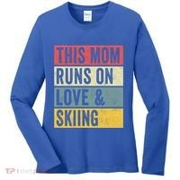 This Mom Runs On Love And Skiing Skier Snow Jet Ski Cool Gift Women's Long Sleeve Shirt thumb 0