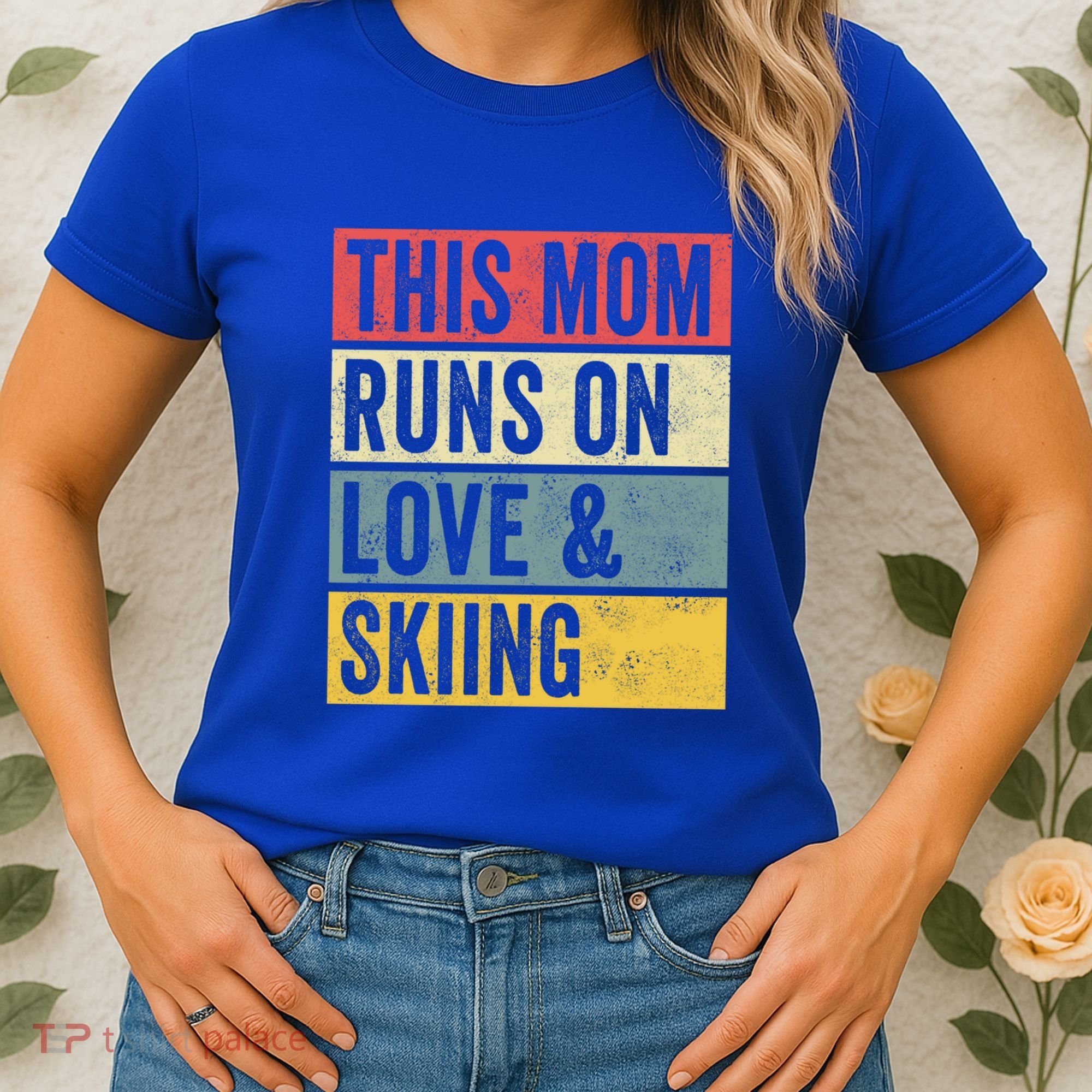 This Mom Runs On Love And Skiing Skier Snow Jet Ski Cool Gift Women's T-Shirt