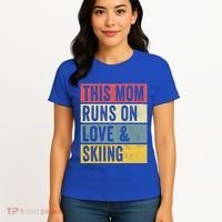 This Mom Runs On Love And Skiing Skier Snow Jet Ski Cool Gift Women's T-Shirt thumb 4