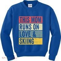 This Mom Runs On Love And Skiing Skier Snow Jet Ski Cool Gift Kids Sweatshirt thumb 0