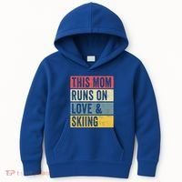 This Mom Runs On Love And Skiing Skier Snow Jet Ski Cool Gift Kids Hoodie thumb 0