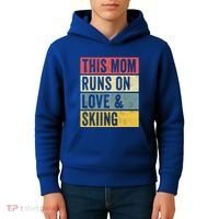 This Mom Runs On Love And Skiing Skier Snow Jet Ski Cool Gift Kids Hoodie thumb 4