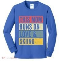 This Mom Runs On Love And Skiing Skier Snow Jet Ski Cool Gift Kids Long Sleeve Shirt thumb 0