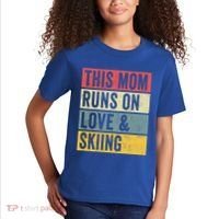 This Mom Runs On Love And Skiing Skier Snow Jet Ski Cool Gift Kids T-Shirt thumb 2