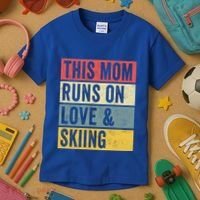 This Mom Runs On Love And Skiing Skier Snow Jet Ski Cool Gift Kids T-Shirt thumb 3