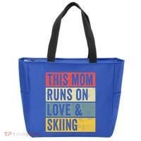 This Mom Runs On Love And Skiing Skier Snow Jet Ski Cool Gift Tote Bag thumb 0