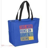 This Mom Runs On Love And Skiing Skier Snow Jet Ski Cool Gift Tote Bag thumb 2