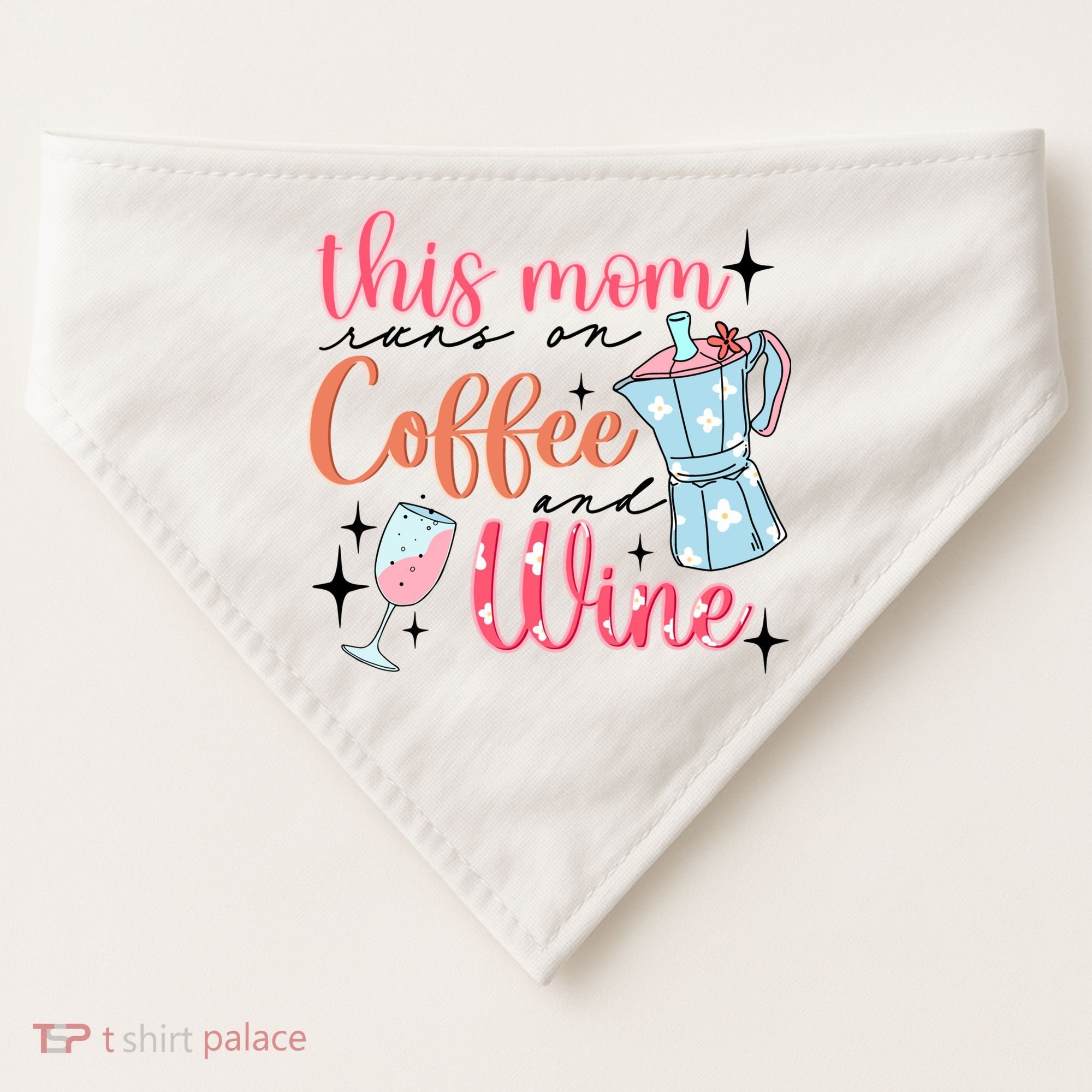 This Mom Runs On Coffee And Wine USA-Made Doggie Bandana
