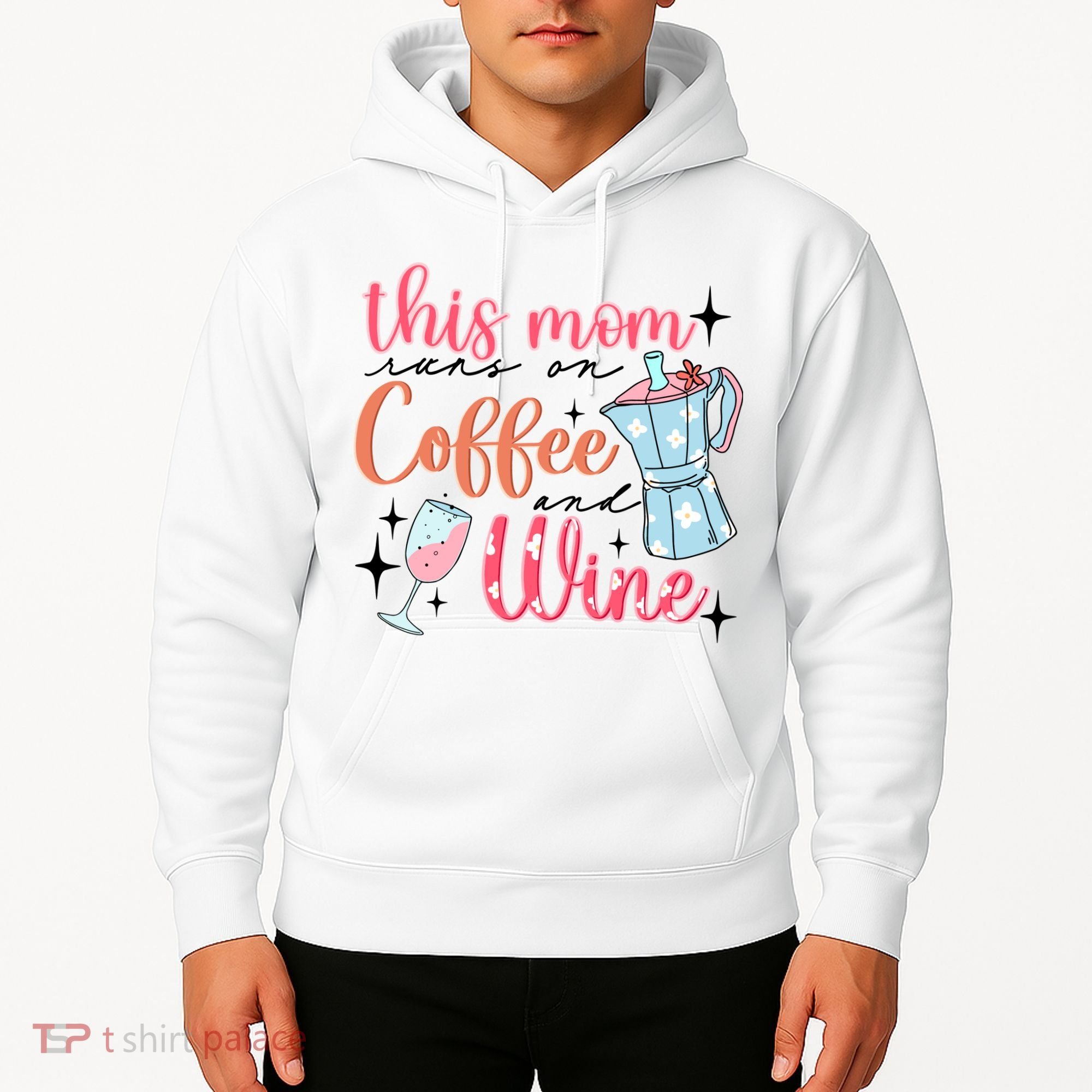 This Mom Runs On Coffee And Wine Hoodie