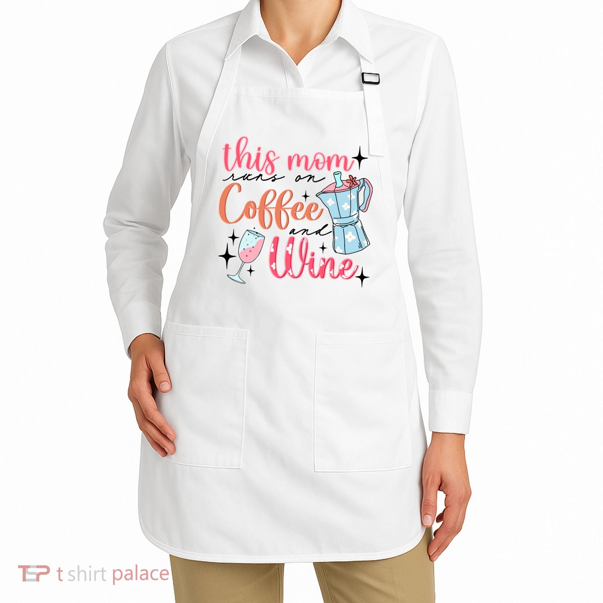 This Mom Runs On Coffee And Wine Apron