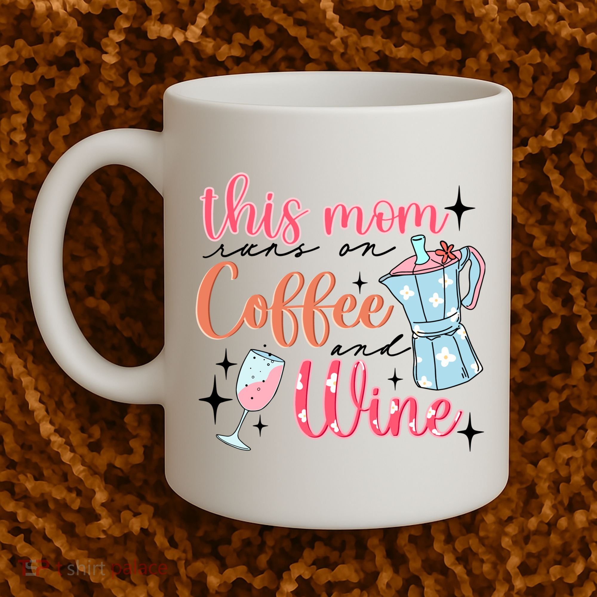 This Mom Runs On Coffee And Wine Coffee Mug