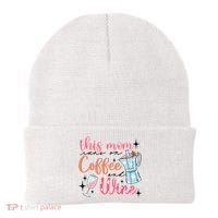 This Mom Runs On Coffee And Wine Beanie thumb 0