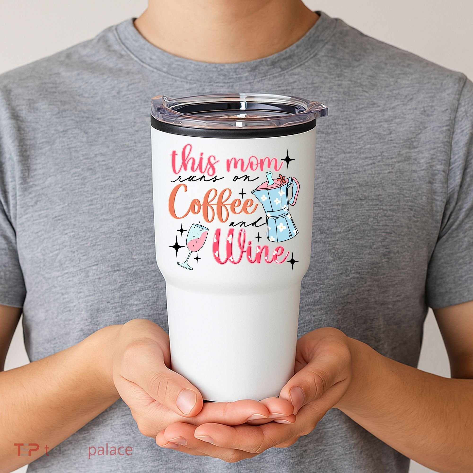 This Mom Runs On Coffee And Wine Tumbler