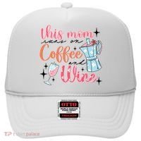 This Mom Runs On Coffee And Wine Hat thumb 0