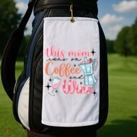 This Mom Runs On Coffee And Wine Golf Towel thumb 2