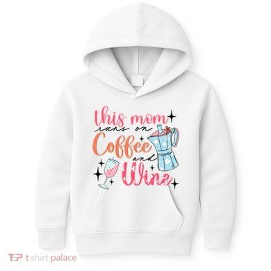 This Mom Runs On Coffee And Wine Kids Hoodie