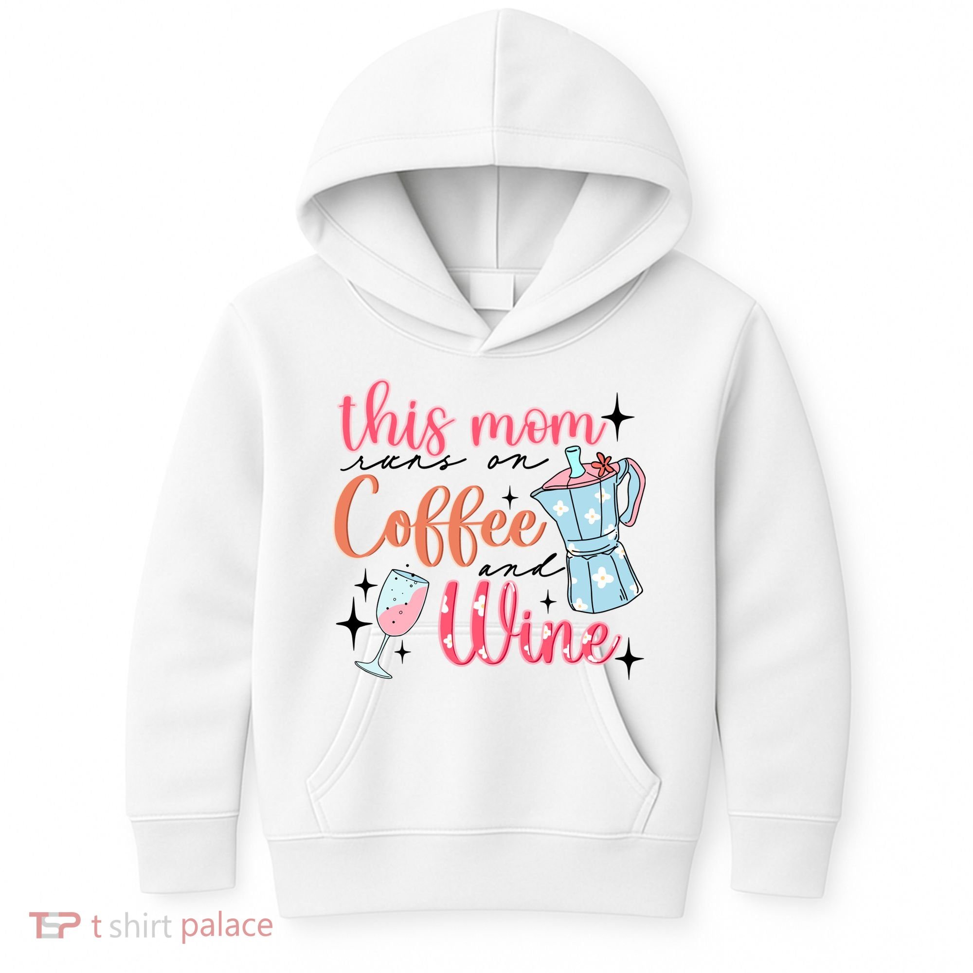 This Mom Runs On Coffee And Wine Kids Hoodie