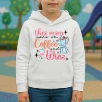 This Mom Runs On Coffee And Wine Kids Hoodie thumb 3
