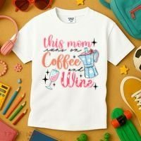 This Mom Runs On Coffee And Wine Kids T-Shirt thumb 3