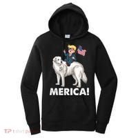 Trump Merica Riding A Kuvasz Dog Patriotic 4th July Funny Gift Women's Hoodie thumb 0