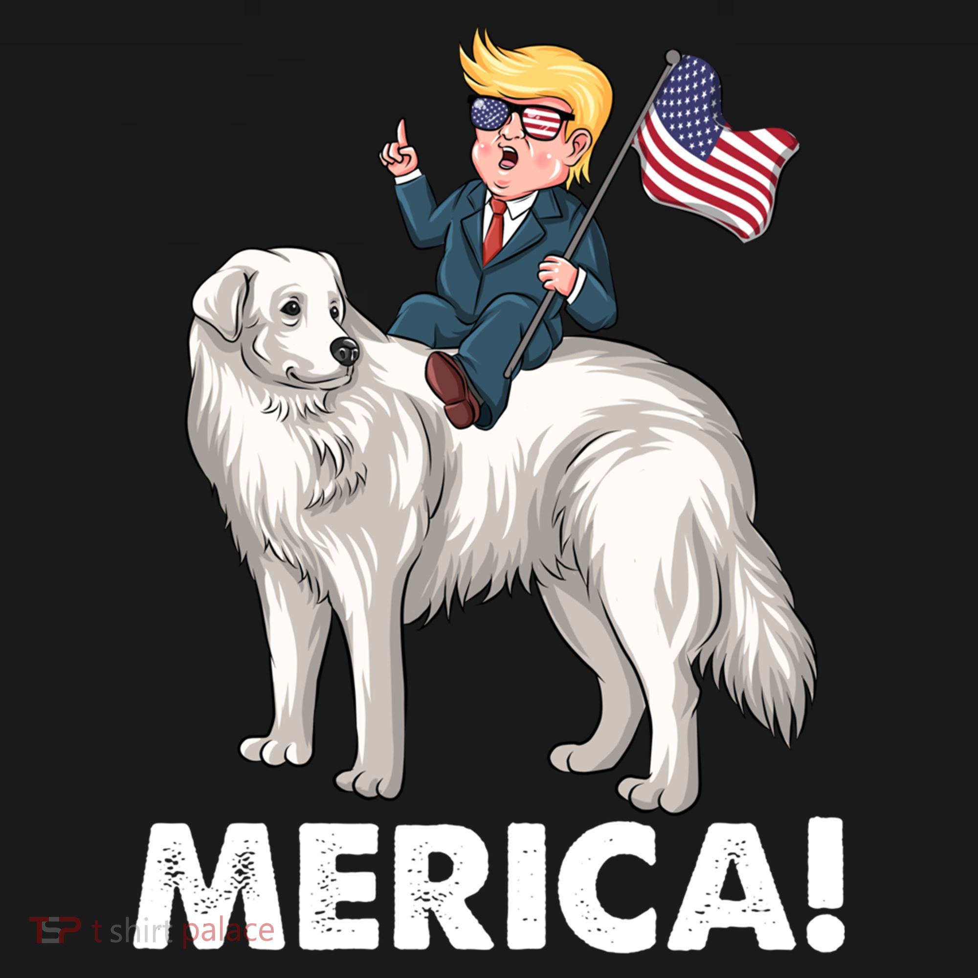 Trump Merica Riding A Kuvasz Dog Patriotic 4th July Funny Gift Women's Hoodie
