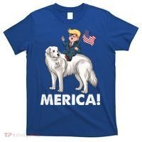 Trump Merica Riding A Kuvasz Dog Patriotic 4th July Funny Gift T-Shirt thumb 0