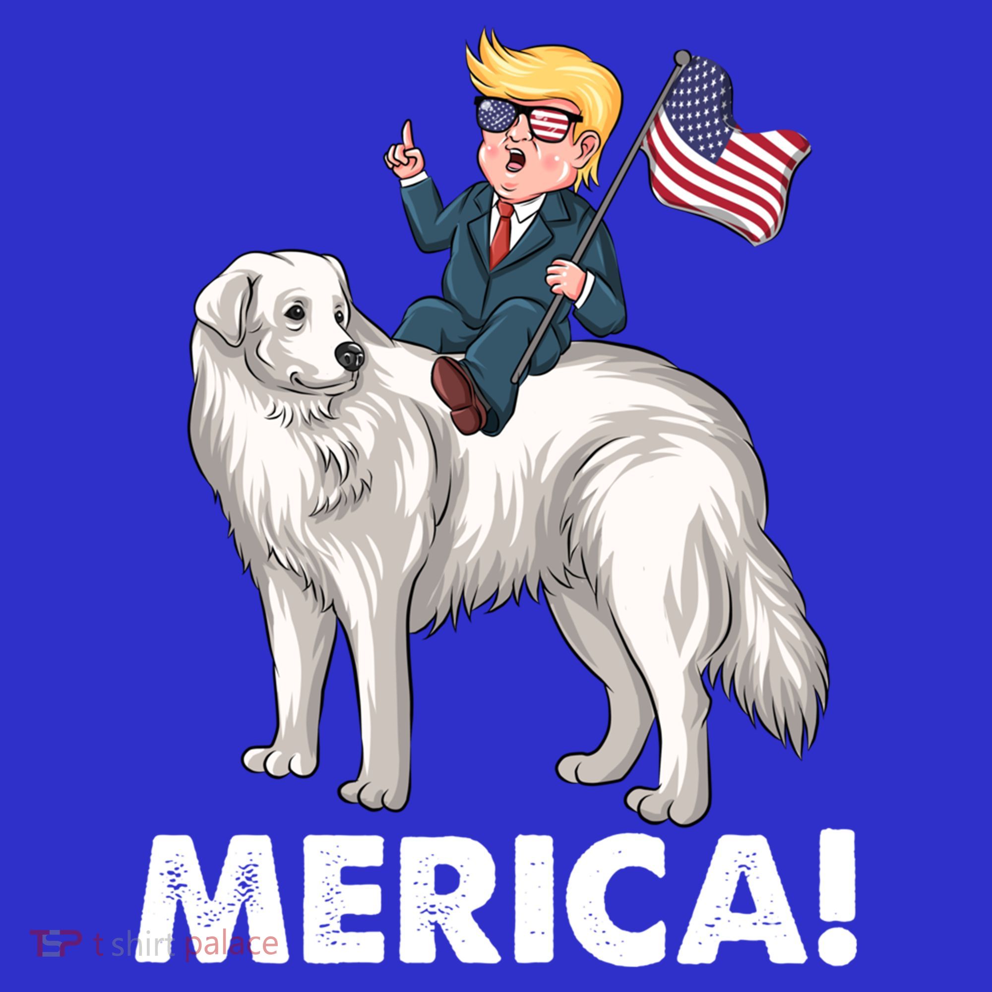 Trump Merica Riding A Kuvasz Dog Patriotic 4th July Funny Gift Women's Tank Top