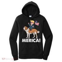 Trump Merica Riding A Saint Bernard Dog Patriotic 4th July Cute Gift Women's Hoodie thumb 0