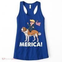 Trump Merica Riding A Saint Bernard Dog Patriotic 4th July Cute Gift Women's Tank Top thumb 0