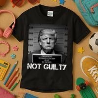 Trump Mug Shot, Trump Not Guilty Pro Trump Supporter Kids T-Shirt thumb 3