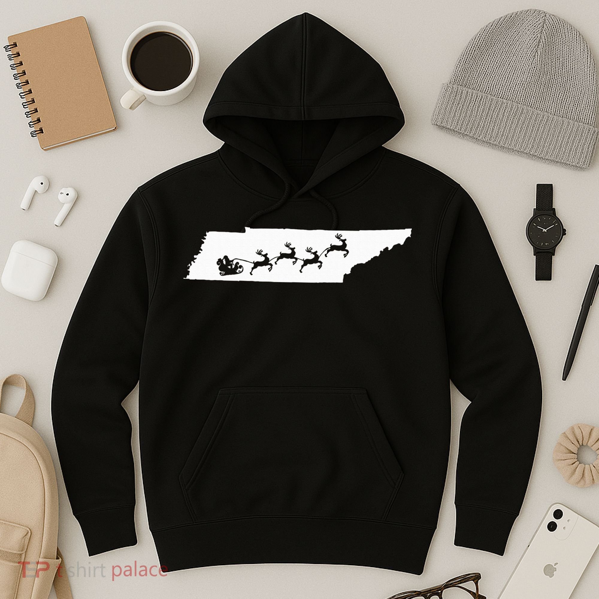Tennessee Map Santa Christmas Reindeer Xmas Hoodie