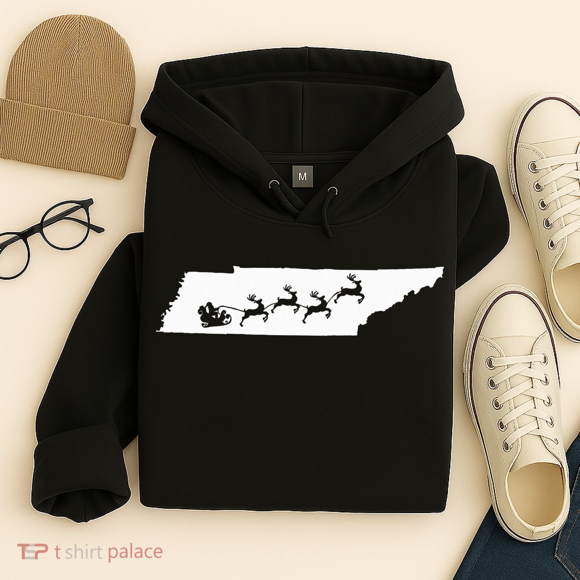 Tennessee Map Santa Christmas Reindeer Xmas Hoodie