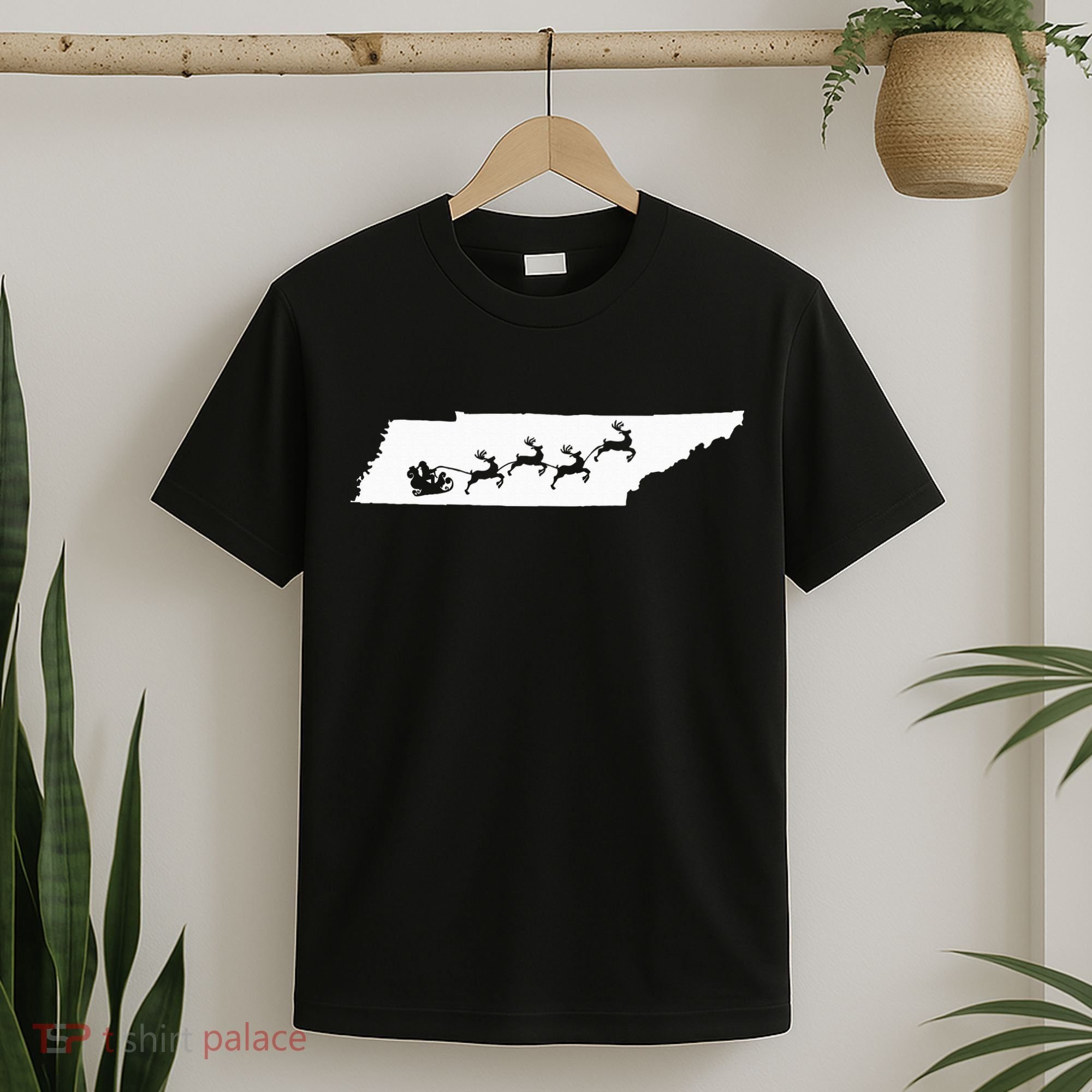 Tennessee Map Santa Christmas Reindeer Xmas T-Shirt