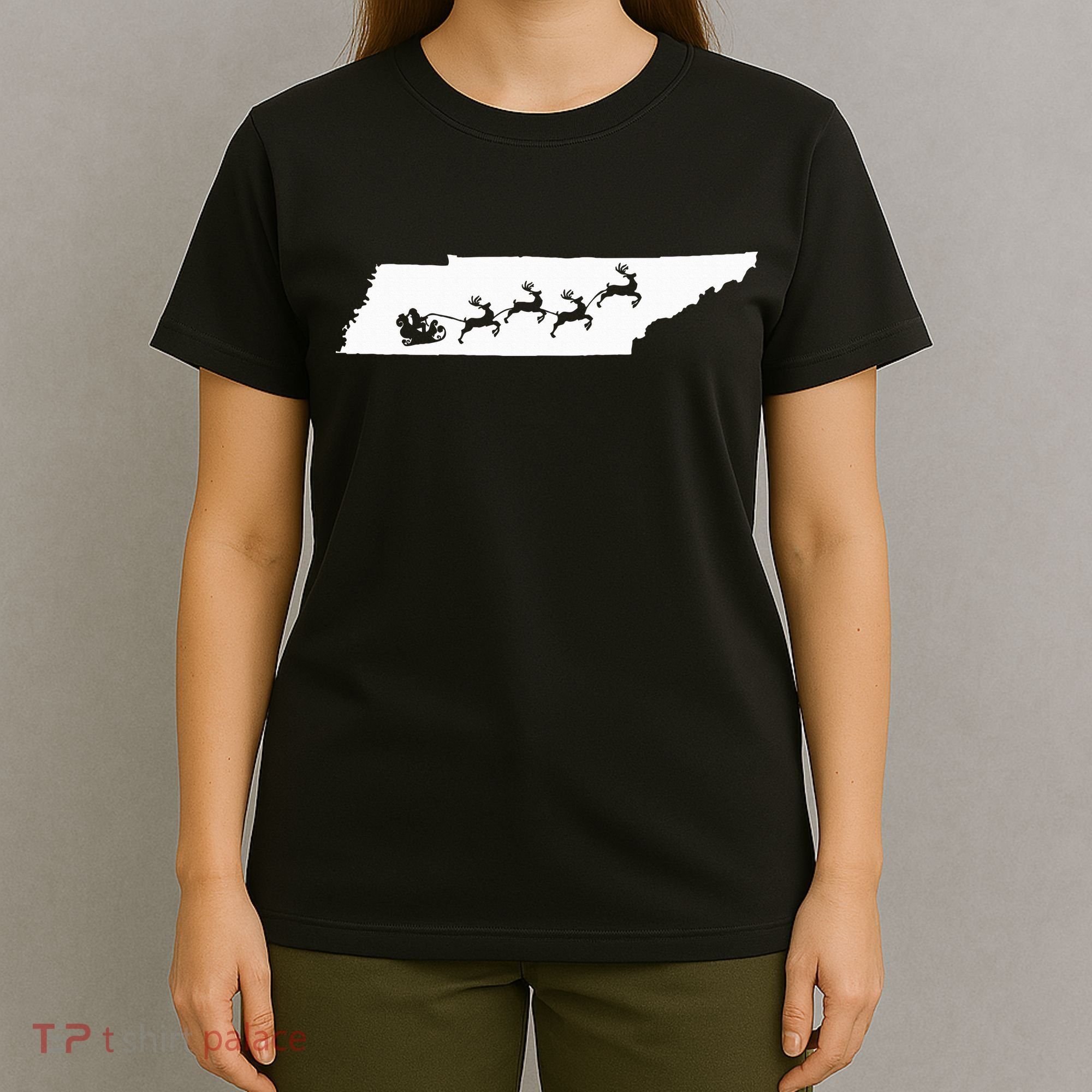 Tennessee Map Santa Christmas Reindeer Xmas T-Shirt