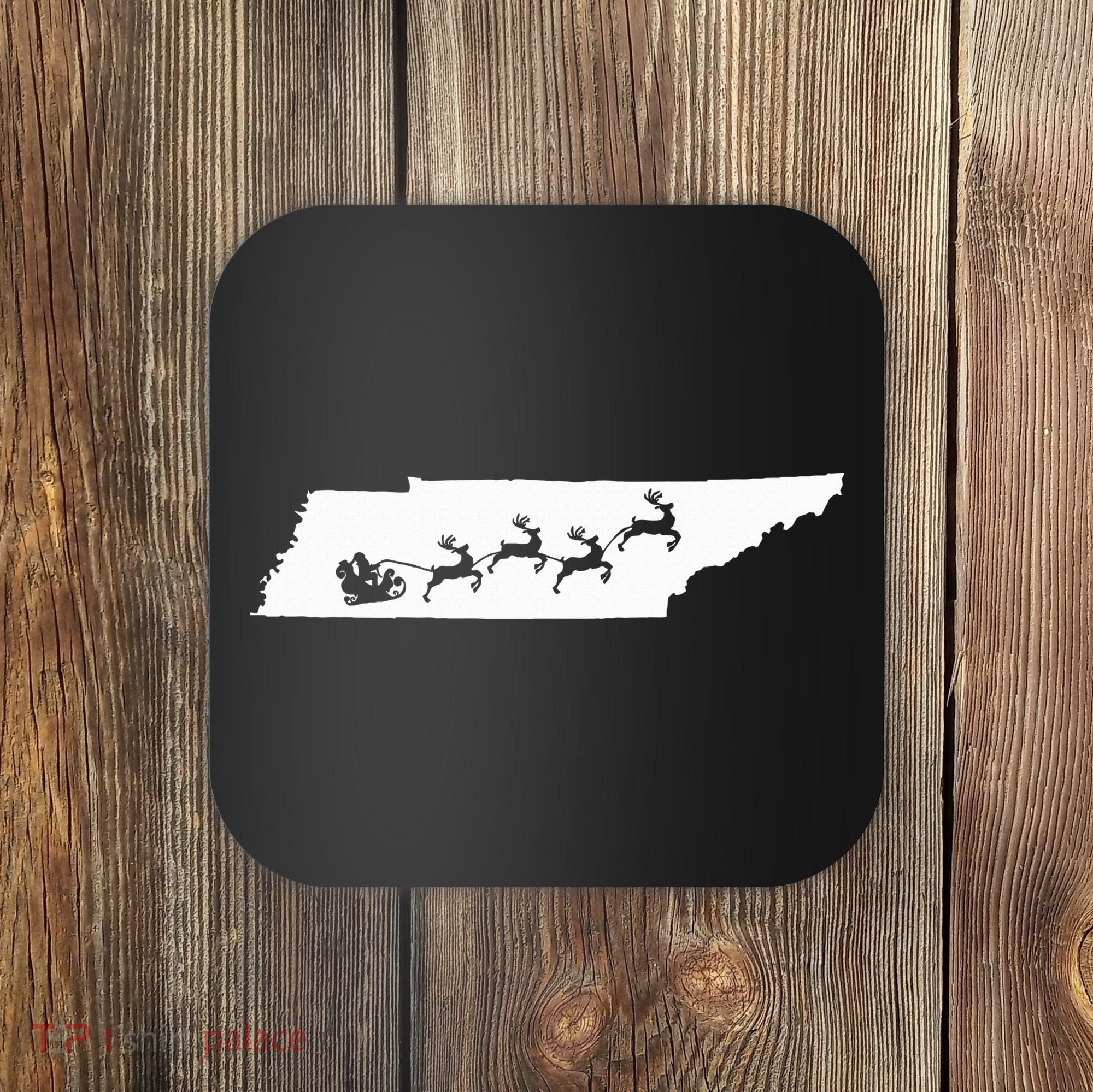Tennessee Map Santa Christmas Reindeer Xmas Coaster