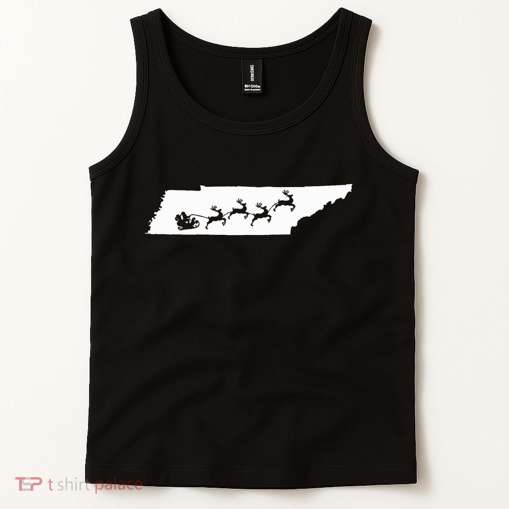 Tennessee Map Santa Christmas Reindeer Xmas Tank Top