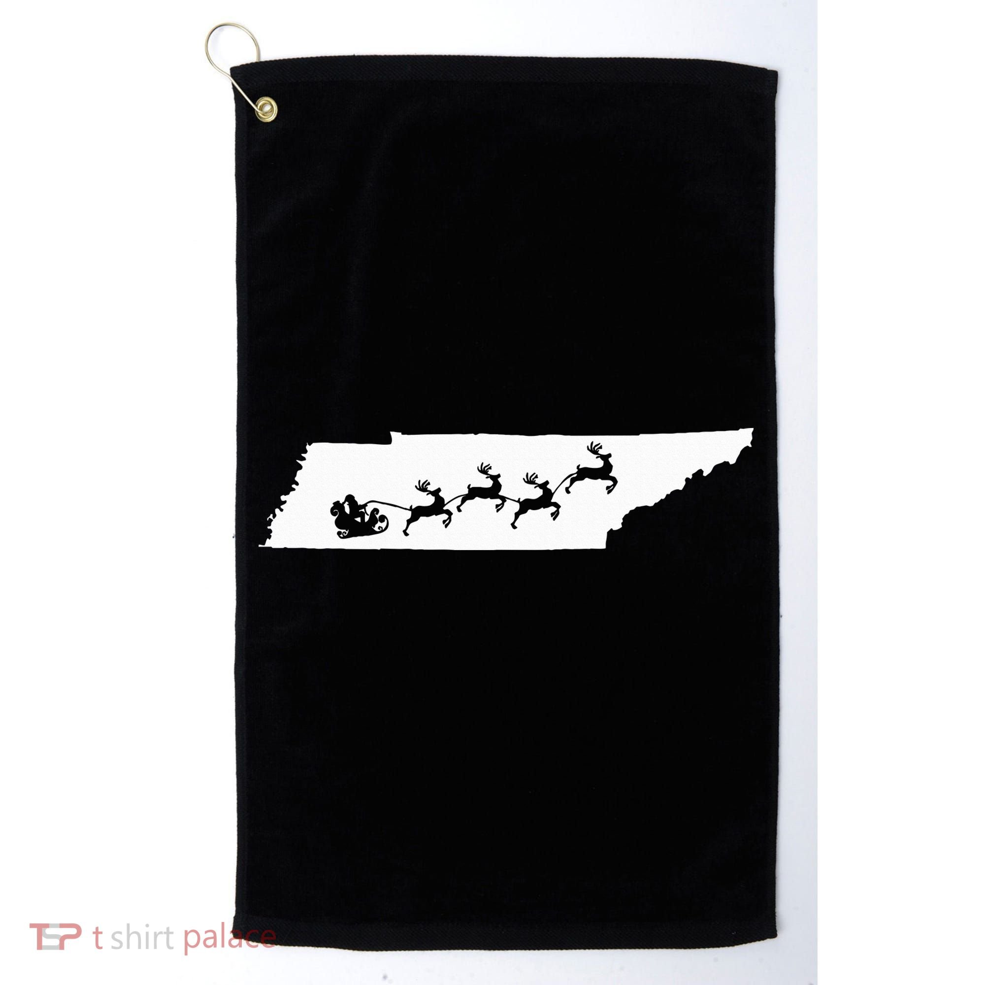 Tennessee Map Santa Christmas Reindeer Xmas Golf Towel