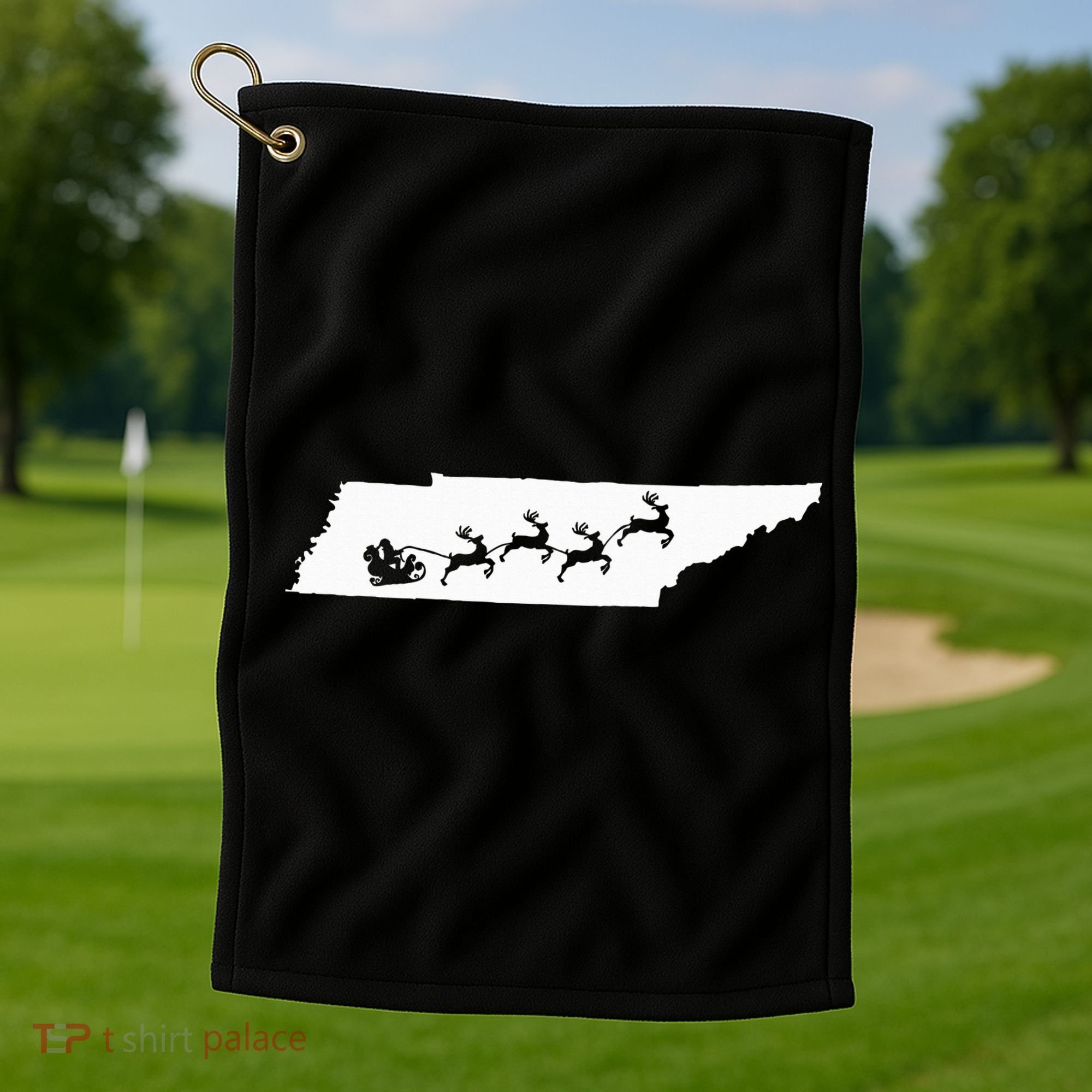 Tennessee Map Santa Christmas Reindeer Xmas Golf Towel