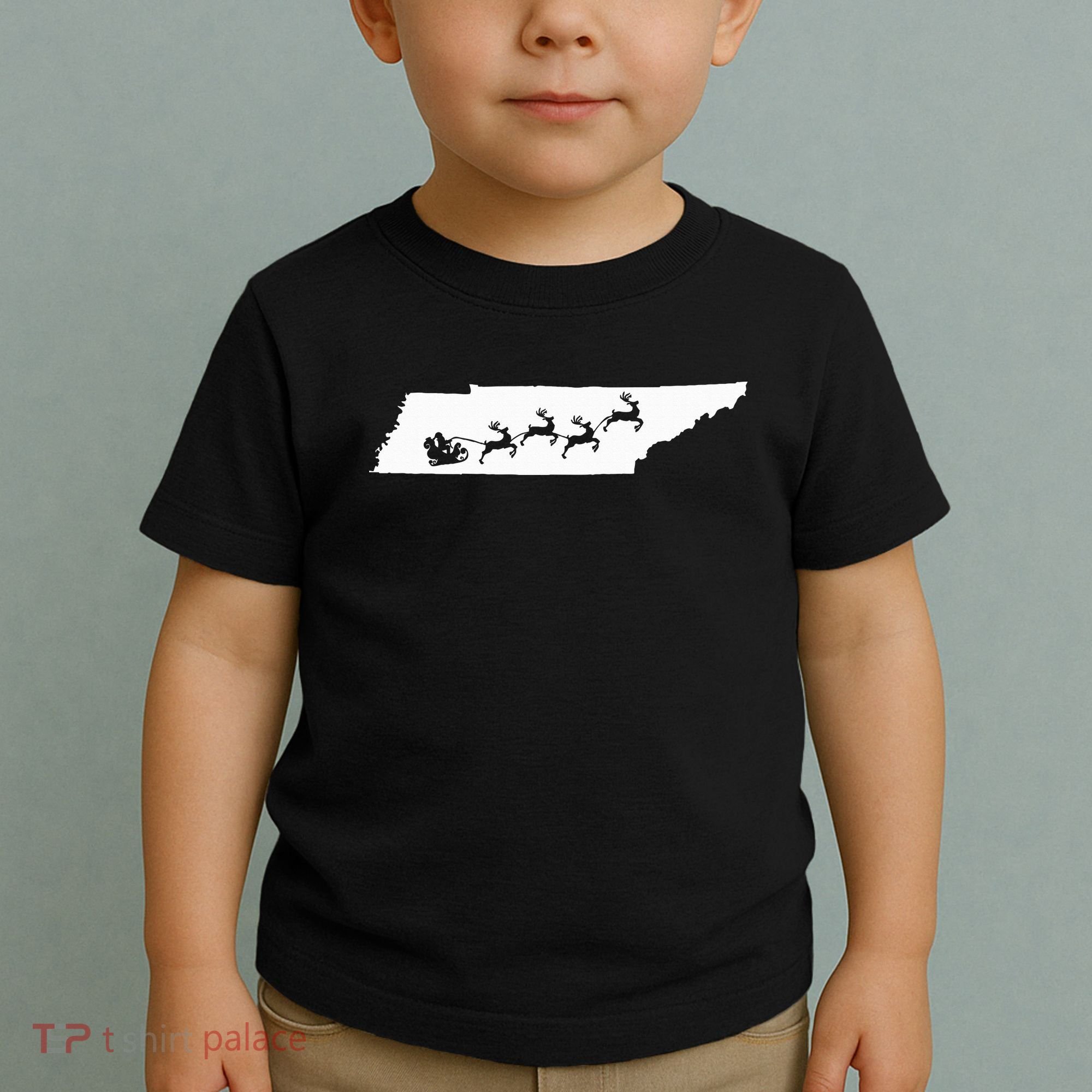 Tennessee Map Santa Christmas Reindeer Xmas Toddler T-Shirt