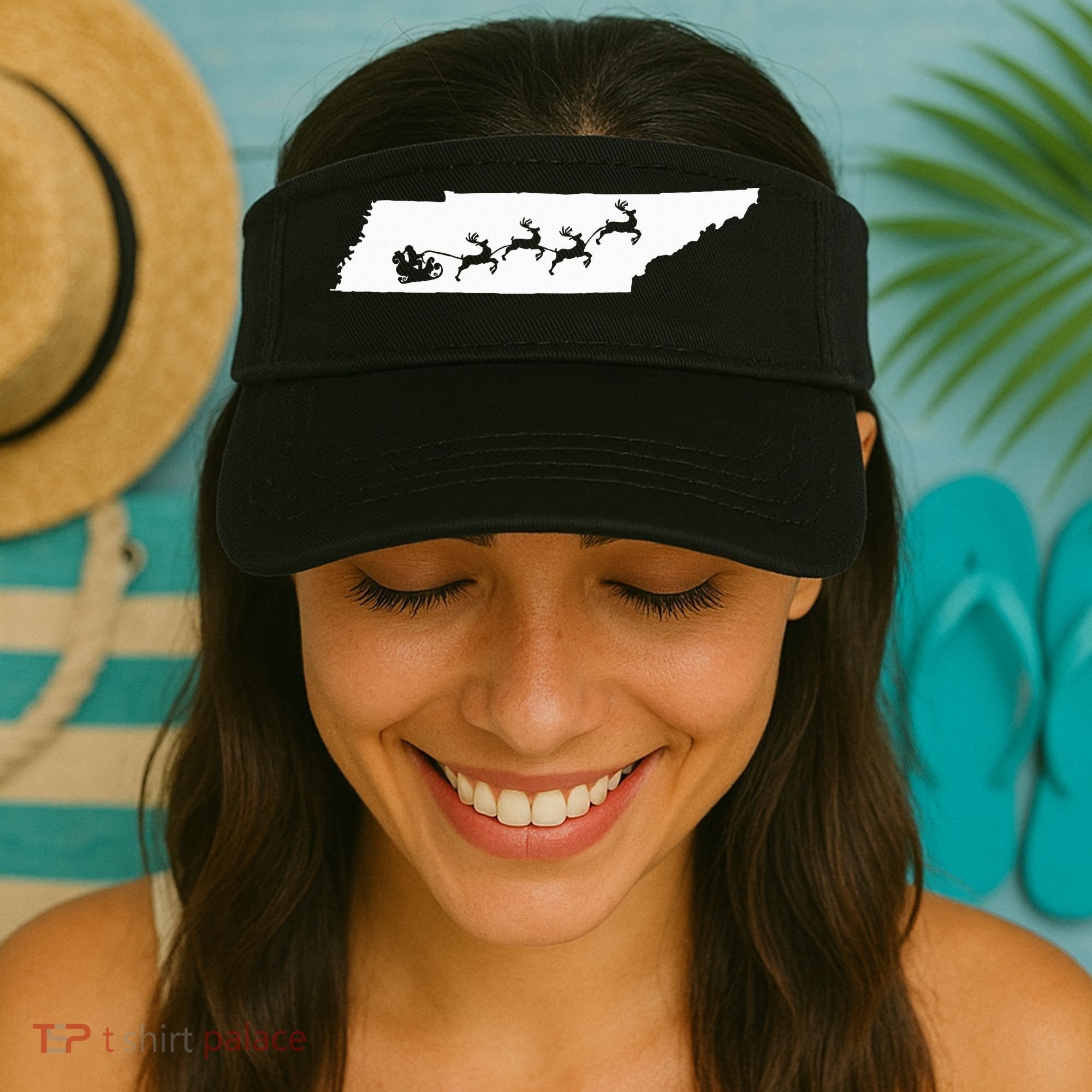 Tennessee Map Santa Christmas Reindeer Xmas Visor