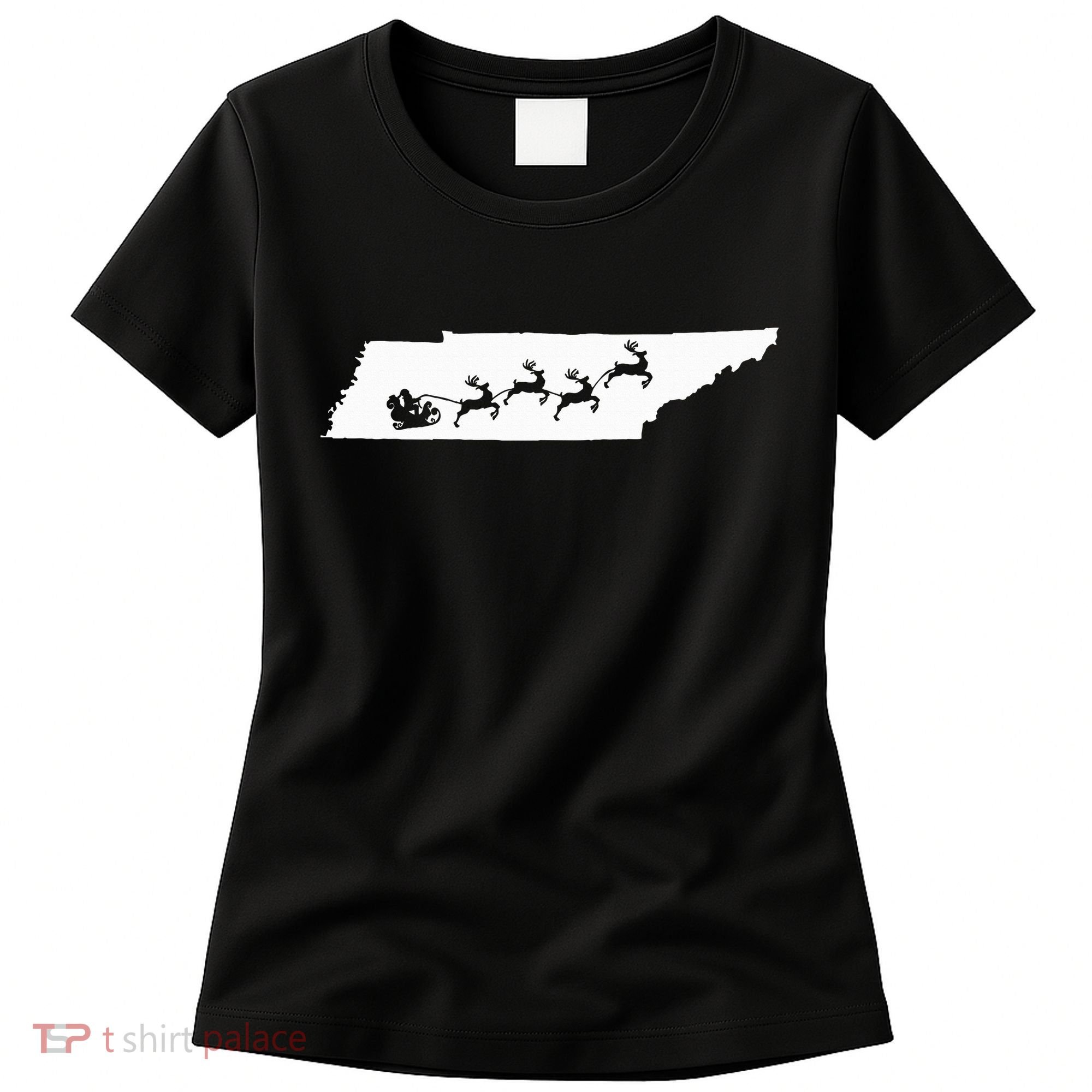 Tennessee Map Santa Christmas Reindeer Xmas Women's T-Shirt