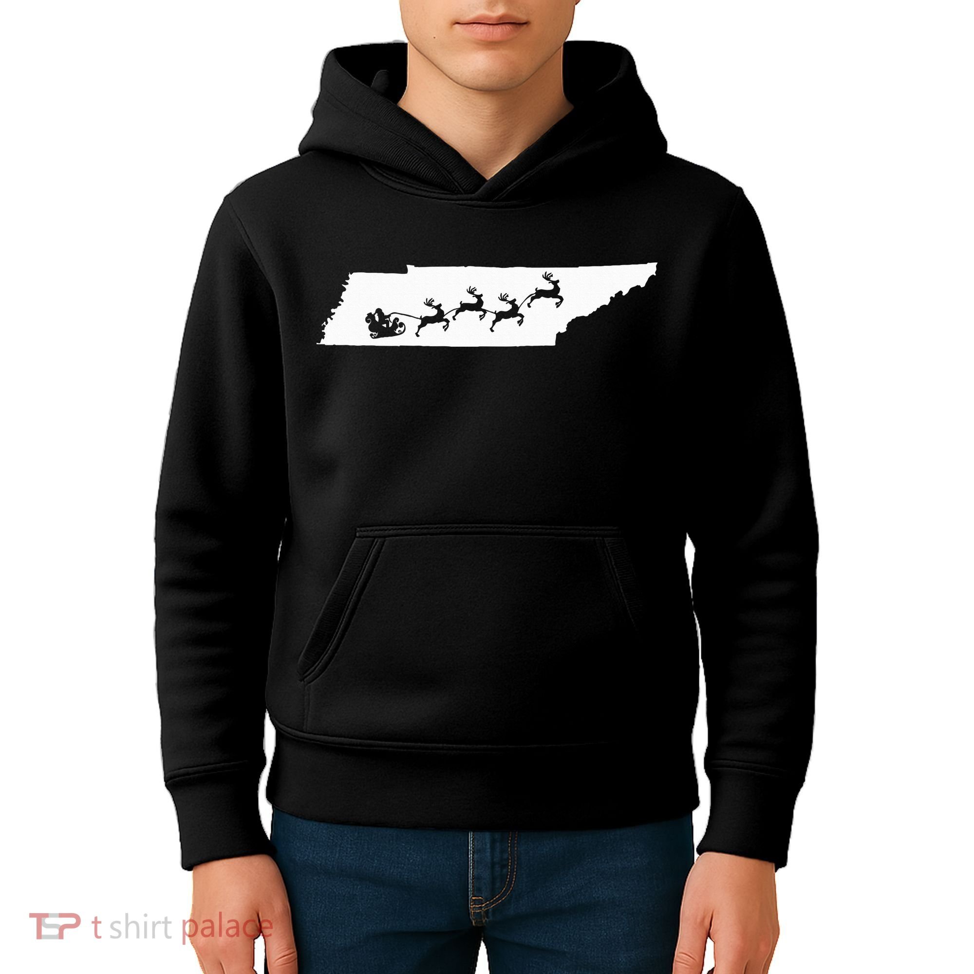 Tennessee Map Santa Christmas Reindeer Xmas Kids Hoodie