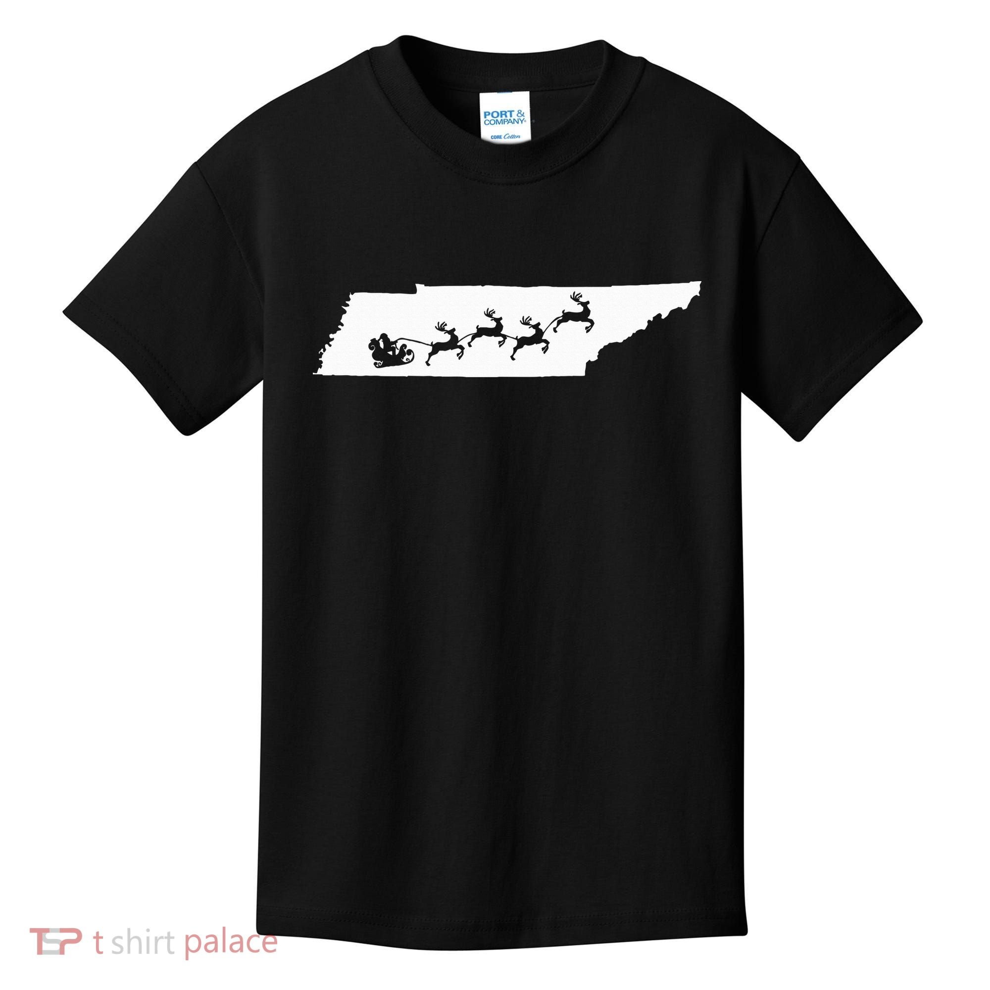 Tennessee Map Santa Christmas Reindeer Xmas Kids T-Shirt