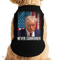 Trump Mug Shot Donald Trump Mug Shot Never Surrender Doggie Tank thumb 0