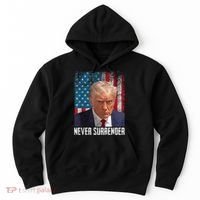 Trump Mug Shot Donald Trump Mug Shot Never Surrender Hoodie thumb 0