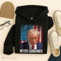 Trump Mug Shot Donald Trump Mug Shot Never Surrender Hoodie thumb 4