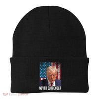 Trump Mug Shot Donald Trump Mug Shot Never Surrender Beanie thumb 0