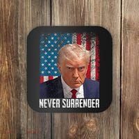 Trump Mug Shot Donald Trump Mug Shot Never Surrender Coaster thumb 0