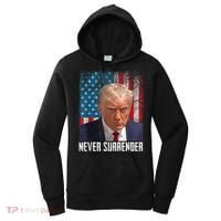 Trump Mug Shot Donald Trump Mug Shot Never Surrender Women's Hoodie thumb 0