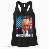 Trump Mug Shot Donald Trump Mug Shot Never Surrender Women's Tank Top thumb 0